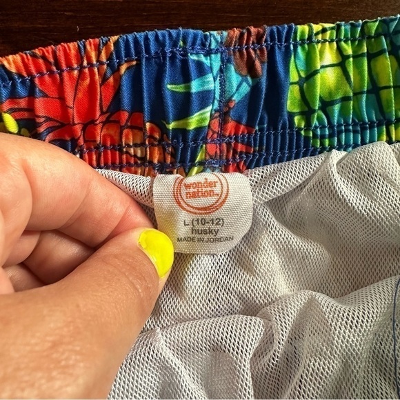 Wonder Nation Boys Pineapple Print Swim Trunks Size 10-12 Husky Blue - Picture 3 of 5